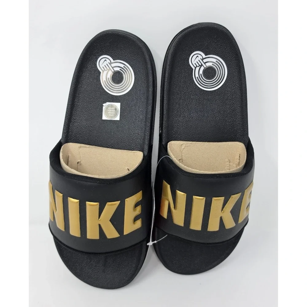 Nike Offcourt Slide Men's Black Metallic Gold Sandals BQ4639-010 Size 9